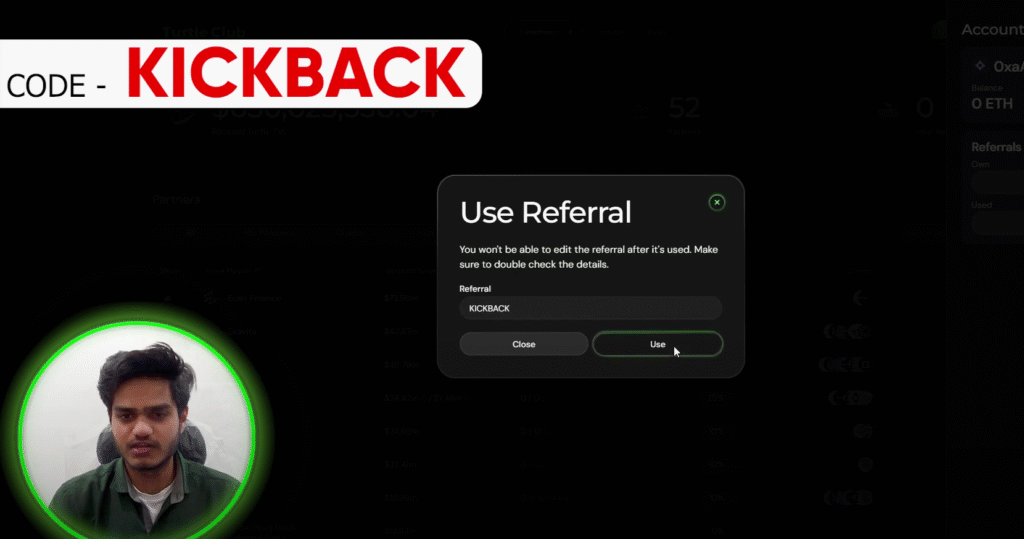 Step Into Rewards How to Use the Turtle Club Protocol Referral Code ‘KICKBACK’